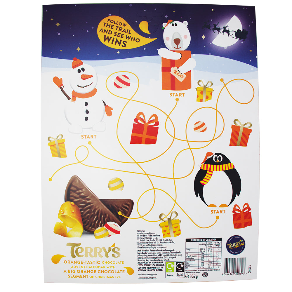 Terry's Chocolate Orange Advent Calendar - 160g Nutrition Facts Ingredients - British Chocolate