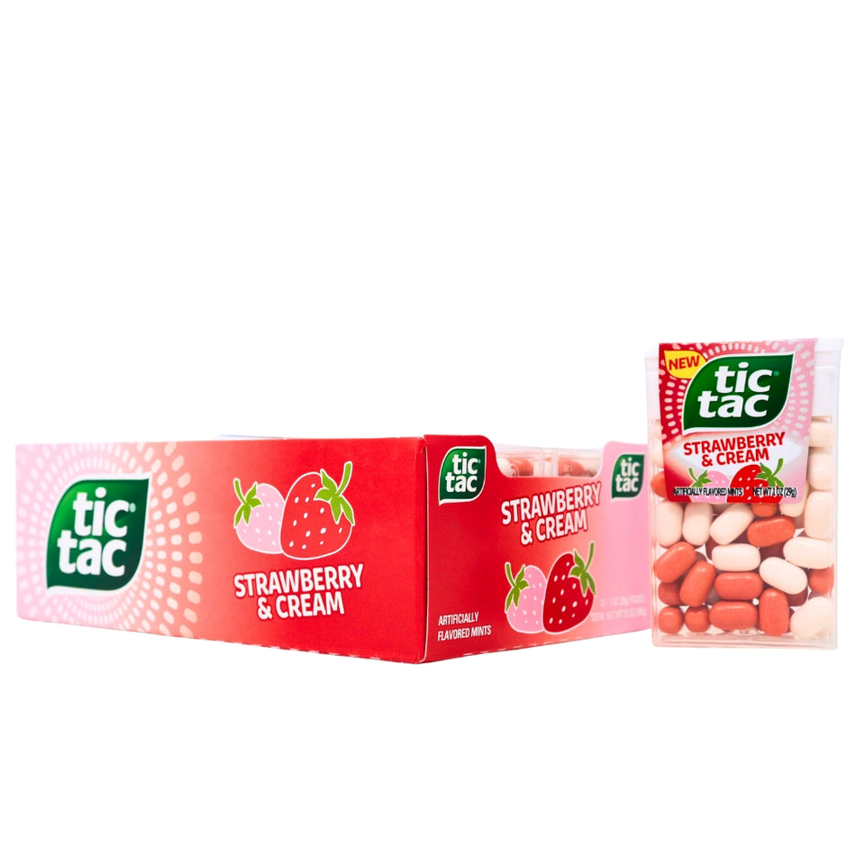 Tic Tac Strawberry & Cream - 1oz -Strawberry Candy - Pink Tic Tacs