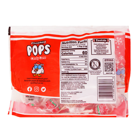 Tootsie Roll Pops - Candy Cane Peppermint Pops - 9.6oz Nutrition Facts Ingredients