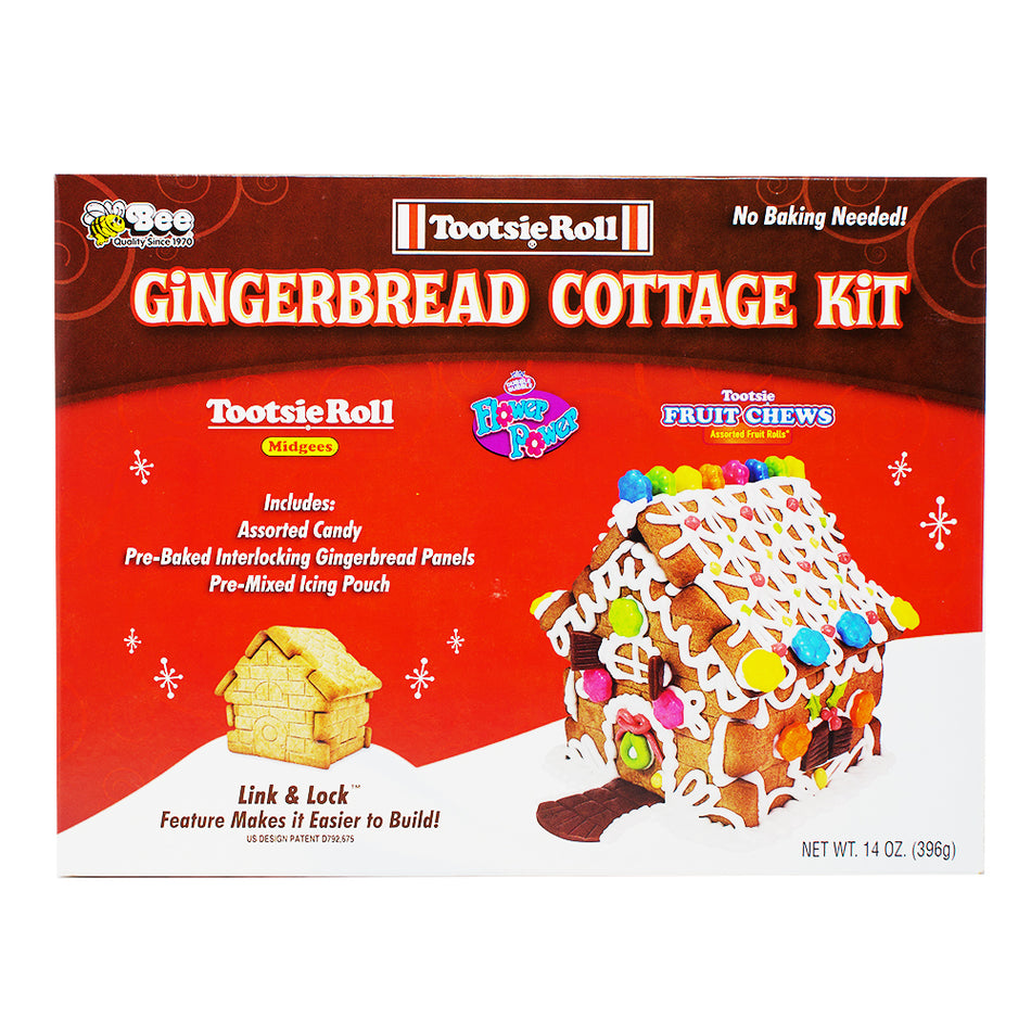 Bee Tootsie Roll Gingerbread House Kit - 14oz-Gingerbread Cookies-Gingerbread House Ideas-Tootsie Roll
