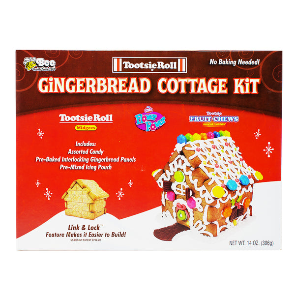 Bee & Tootsie Roll Ready to Build Gingerbread Cottage Kit, 28oz