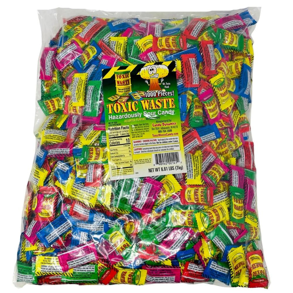 Toxic Waste Assorted Hazardously Sour Candy 1000 Pieces - 3kg, toxic waste, bulk candy, toxic waste candy, sour candy, toxic waste hazardously sour candy