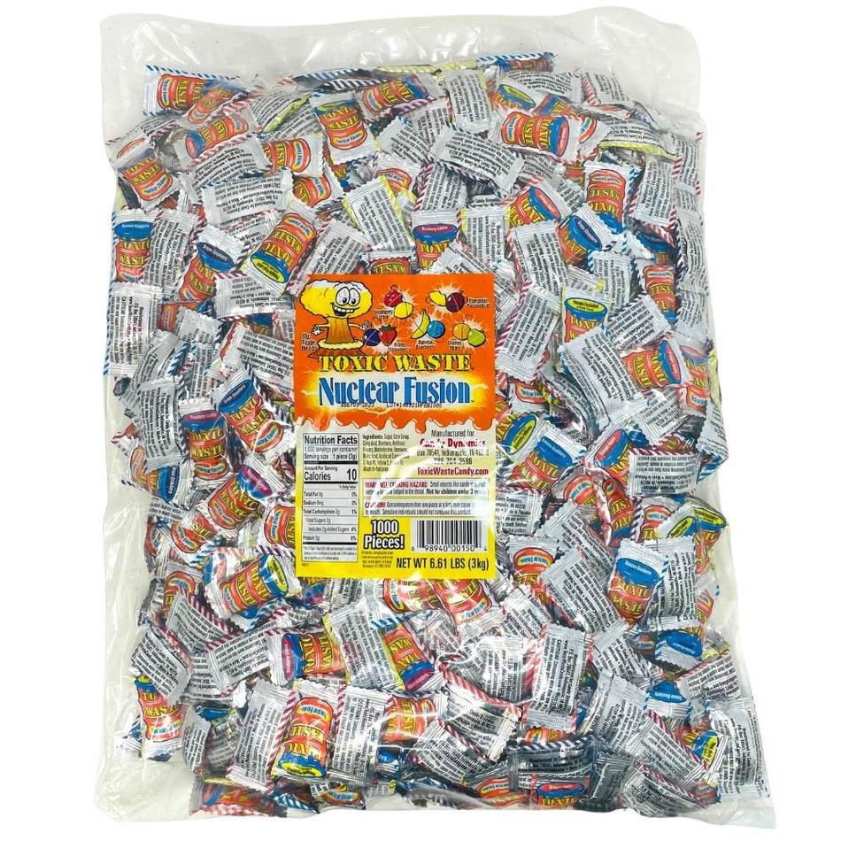 Toxic Waste Assorted Nuclear Fusion Sour Candy 1000 Pieces - 3kg, toxic waste, bulk candy, toxic waste candy, sour candy, toxic waste hazardously sour candy, toxic waste nuclear fusion