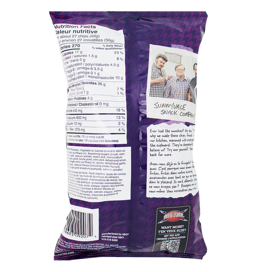 Trailer Park Boys Dressed All Over - 3.5oz Nutrition Facts Ingredients- Bag Of Chip- Dill Pickle Chips-Canadian Food