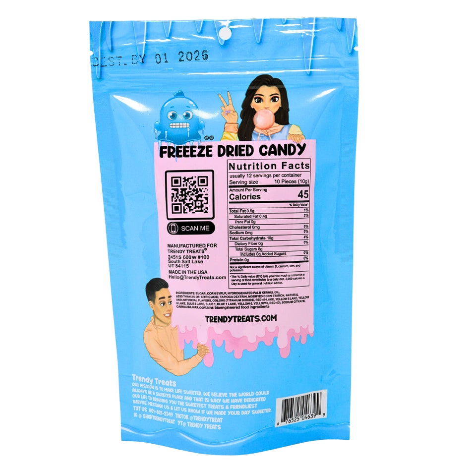 Trendy Treats Freeze Dried Skittles Original - 4oz Nutrition Facts Ingredients - Freeze Dried Candy