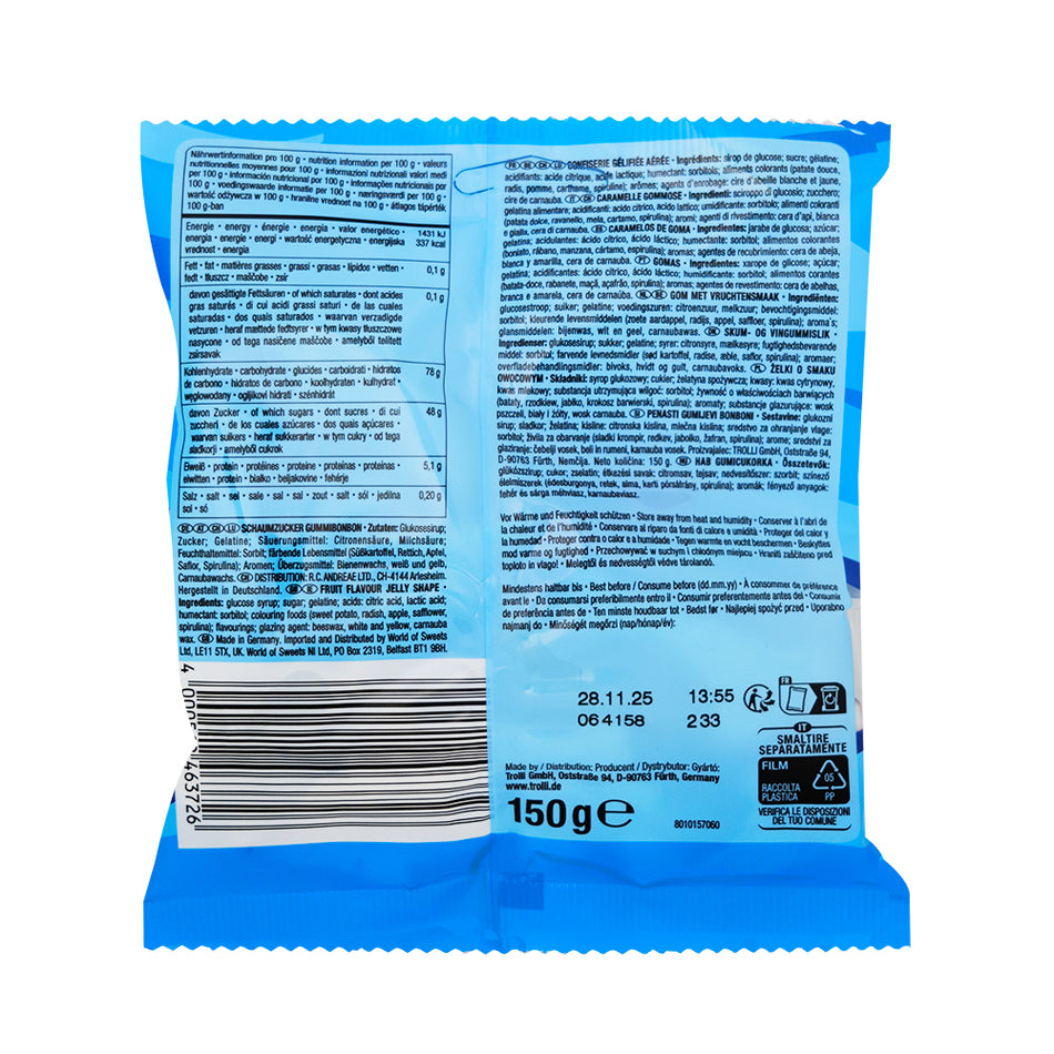 Trolli Haifische Gummies (Germany) - 150g - Gummy Candy  Nutrition Facts Ingredients
