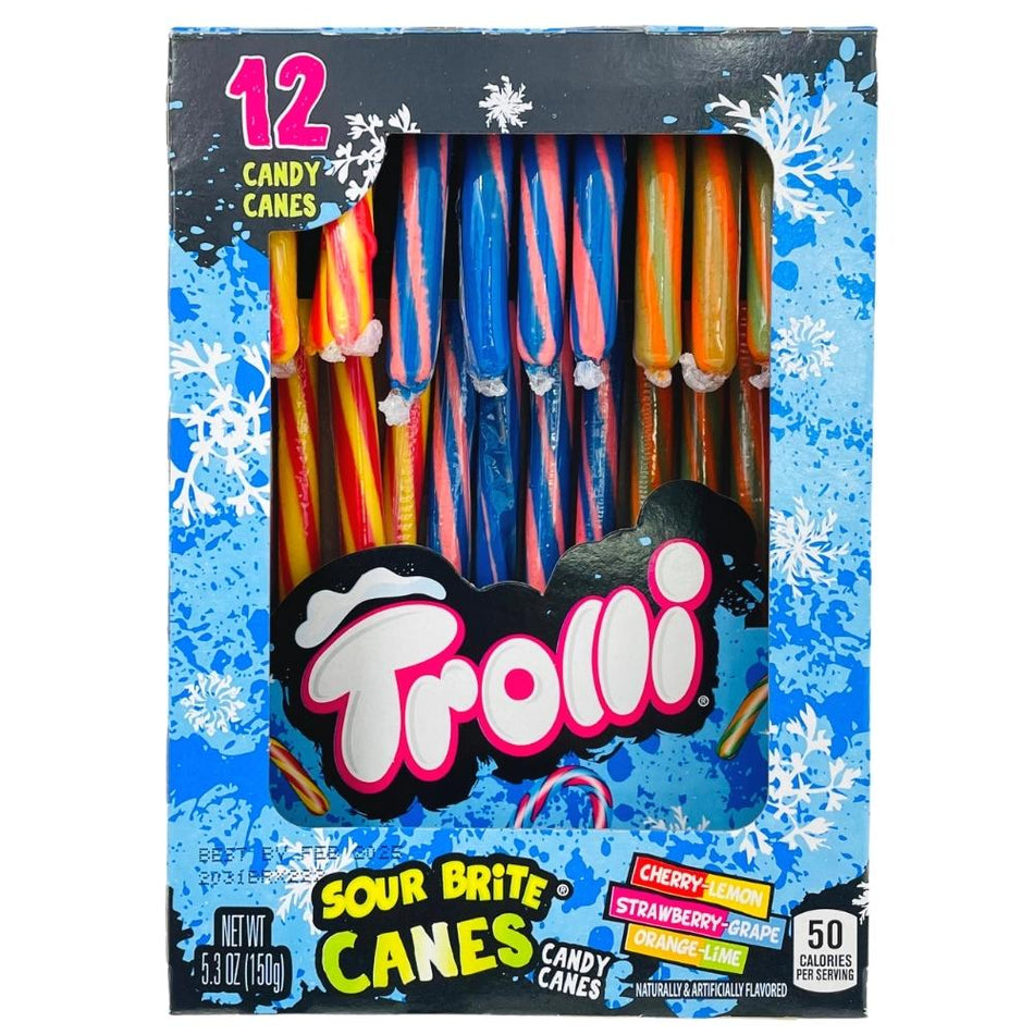 Trolli Sour Brite Candy Canes - 12ct, Trolli Sour Brite Candy Canes, Tangy holiday excitement, Playful candy cane twist, Electrifying sour goodness, Burst of vibrant colors, Zesty flavor twist, Tangy sweetness, Quirky party favors, Sour treat delight, trolli, trolli candy, trolli sour brite, sour candy