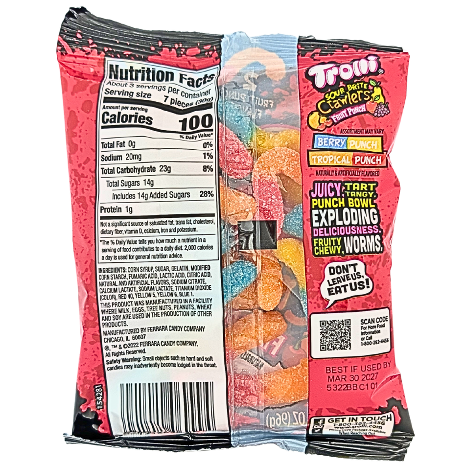 Trolli Sour Brite Crawlers Fruit Punch - 3.4oz