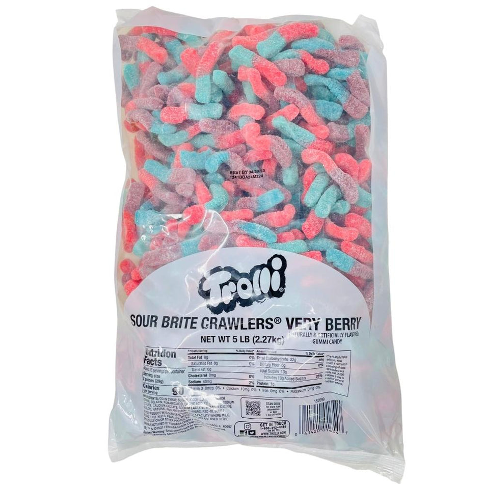 Trolli Very Berry Worms - 5lb, Trolli Very Berry Worms, Berry-filled journey, Chewy squiggly treats, Whimsical fruity delights, Burst of berrylicious fun, Tangy blue raspberry, Sweet strawberry sensation, Colorful explosion of taste, Chewy masterpiece, Berry-themed celebrations, trolli, trolli candy, trolli sour candy, sour candy