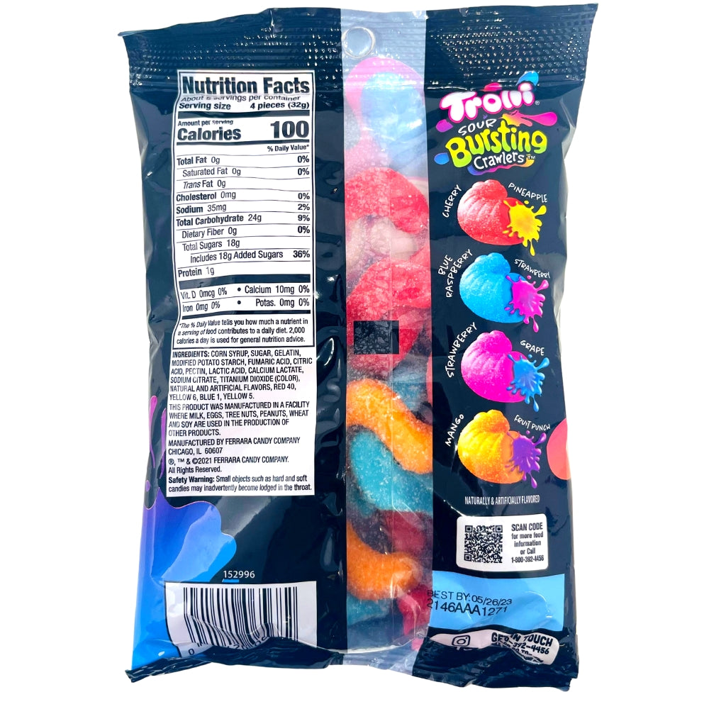 Trolli Sour Bursting Crawlers - 6.3oz Nutrition Facts Ingredients, Trolli Sour Bursting Crawlers, chewy gummies, tangy goodness, candy enthusiasts, flavor explorers, gummy flavor blast, gummy extravaganza