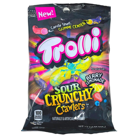 Trolli Sour Crunchy Crawlers Berry Lemonade - 3.8oz, Trolli Sour Crunchy Crawlers Berry Lemonade, chewy gummy worms, crunchy candy shell, candy enthusiasts, flavor adventurers, gummy party, gummy adventure