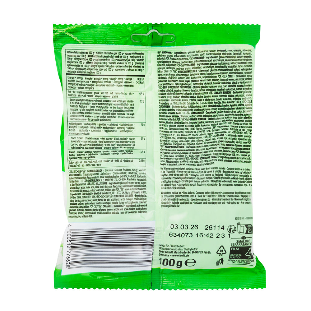 Trolli Spaghettini Sour Apple  Candy (Germany) - 100g - Vegan Candy - German Candy  Nutrition Facts Ingredients
