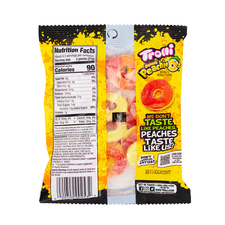 Trolli Peachie O's - 4.25oz  Nutrition Facts Ingredients