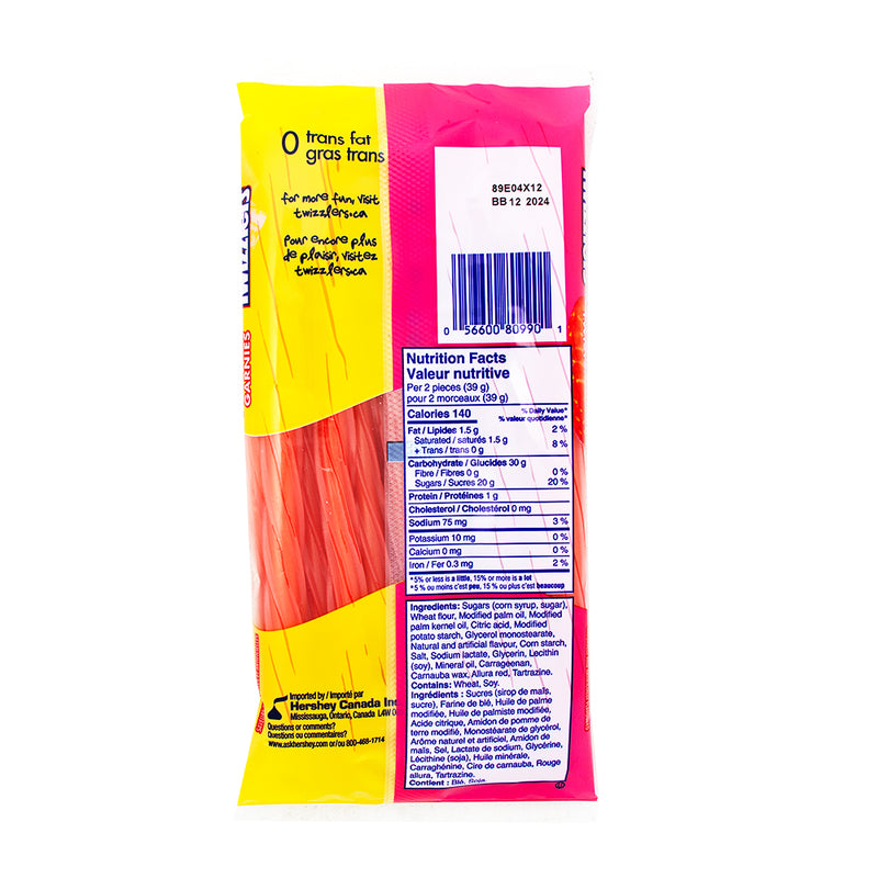 Twizzlers - Pink Lemonade Filled Twists - 311g  Nutrition Facts - Ingredients