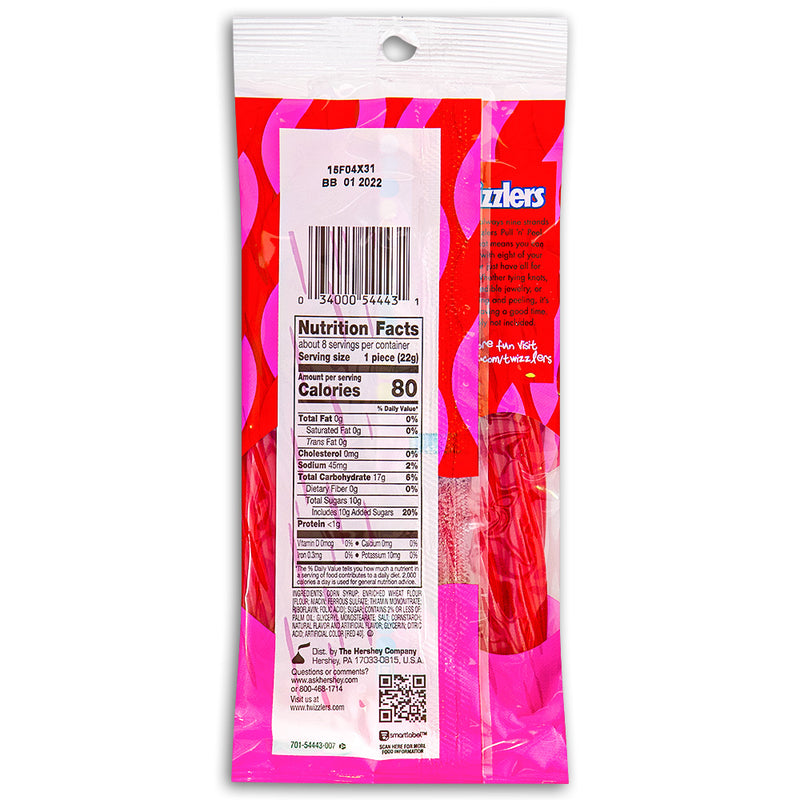 Twizzlers Pull-N-Peel Cherry Candy - 6.1oz Nutrition Facts - Ingredients, 