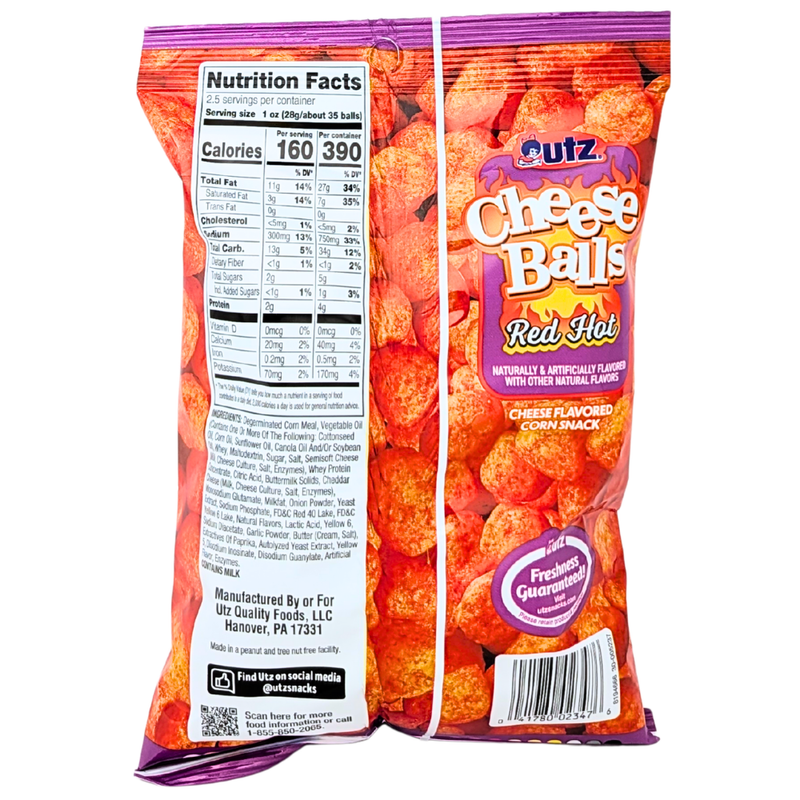 UTZ Cheese Balls Red Hot Cheddar - 2.5oz