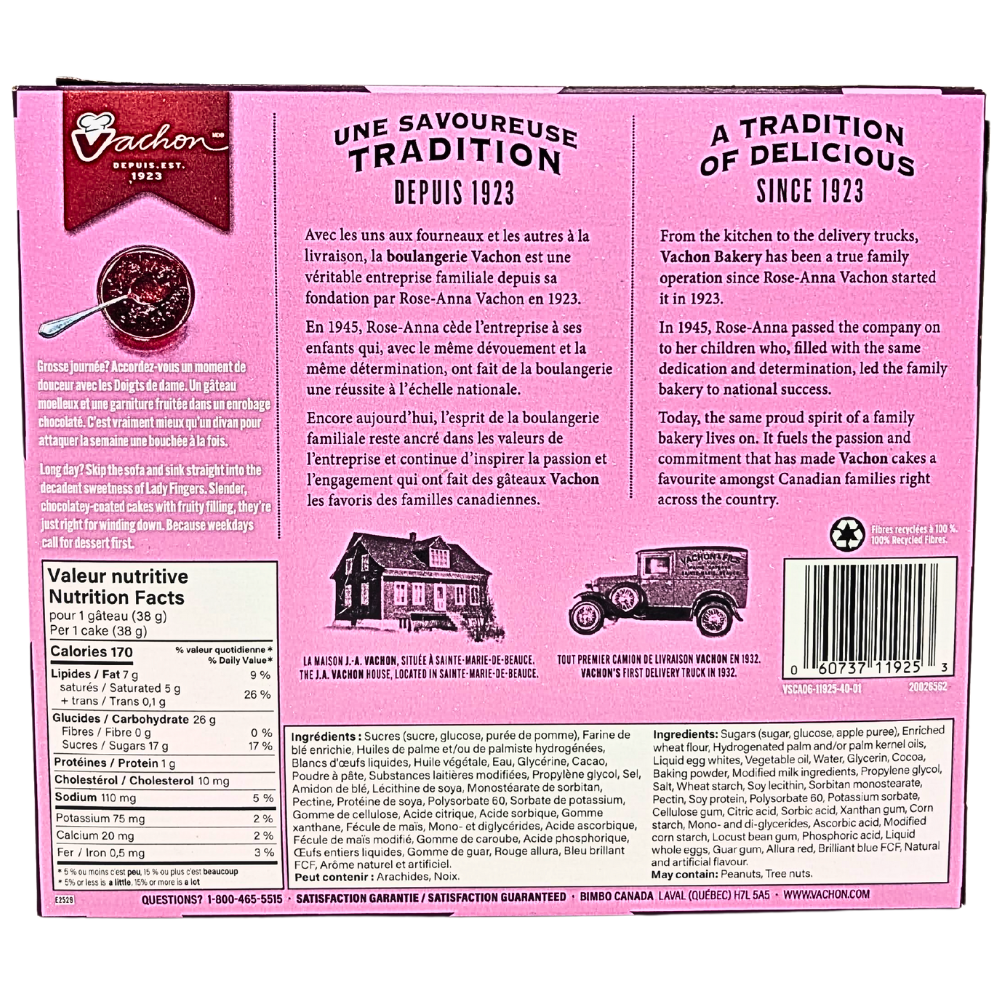 Vachon Lady Fingers Fruity Filling 8 Cakes - 300g