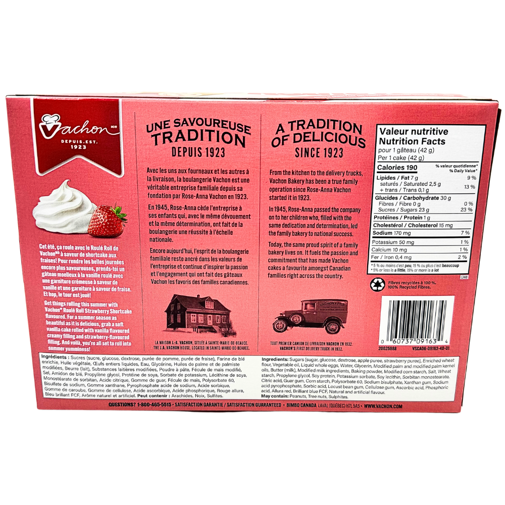 Vachon Roulé Roll Strawberry Shortcake 6 Pack - 250g