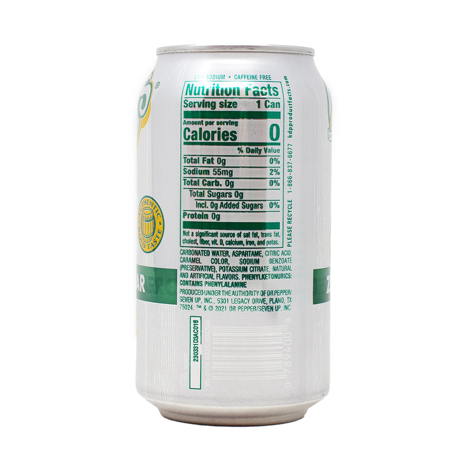 Vernors Zero Sugar Ginger Ale - 355mL-Vernors Ginger Ale-Ginger Ale-Diet Ginger Ale-Vernors