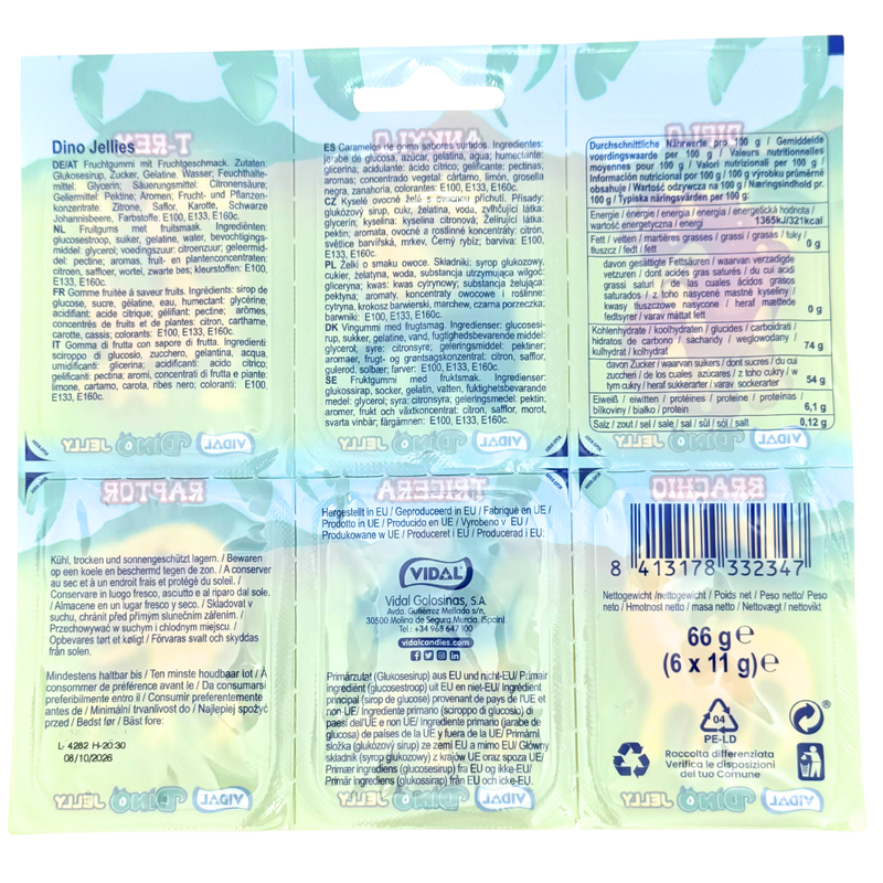 Vidal Dino Gummi 6pk - 66g