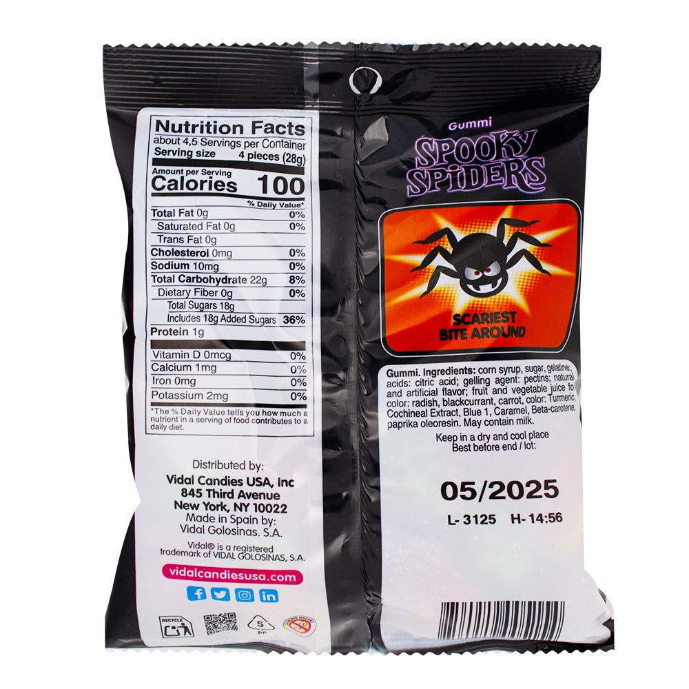 Vidal Spooky Spiders - 4.5oz  Nutrition Facts Ingredients