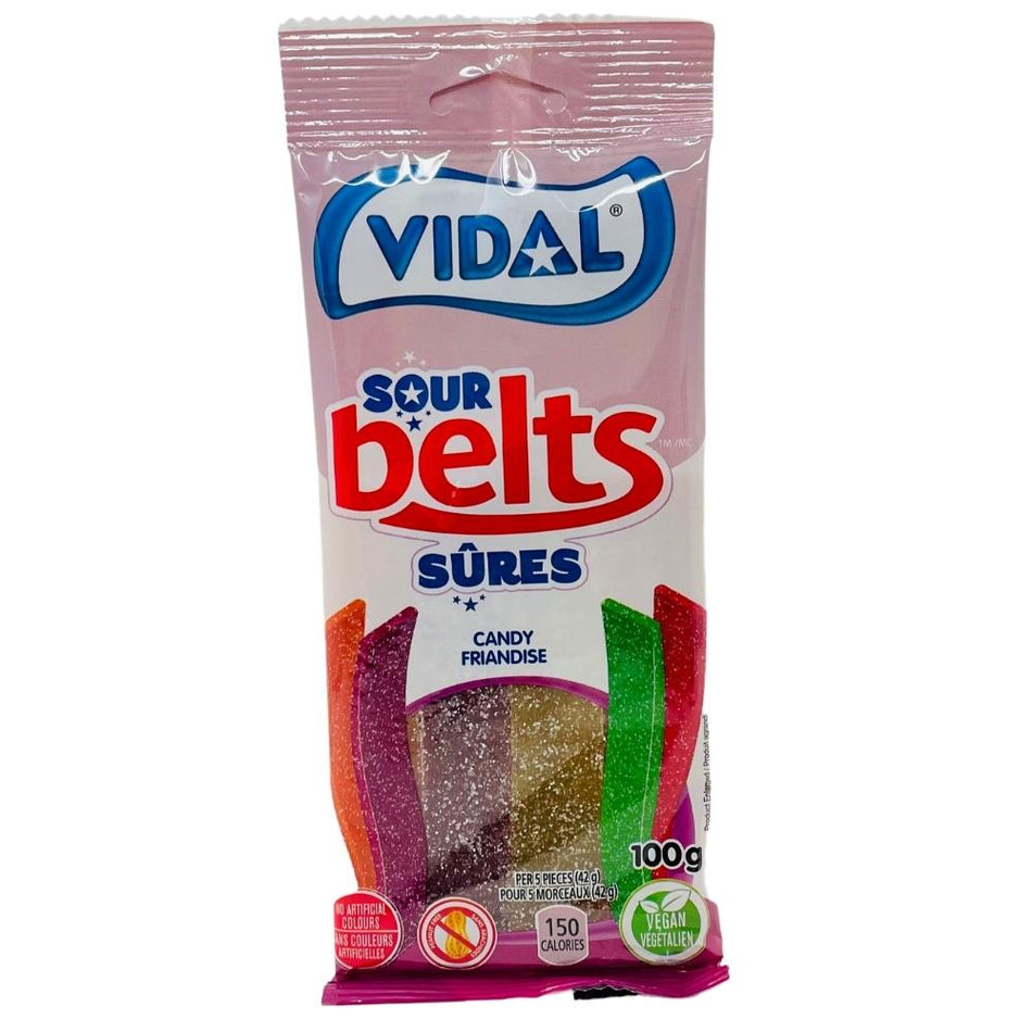 Vidal Sour Belts - 100g - sour belts candy