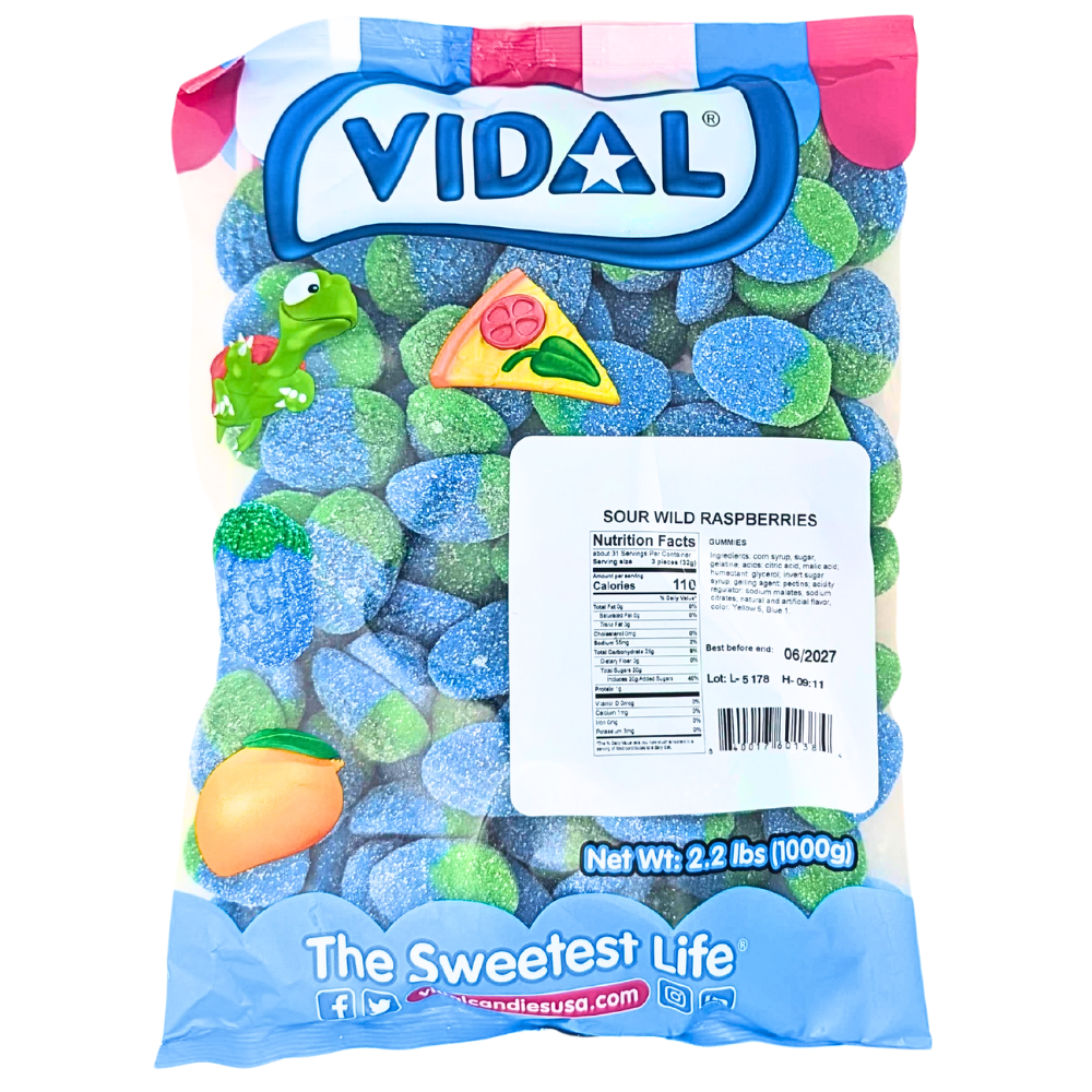 Vidal Sour Wild Raspberries - 1kg | Candy Funhouse US
