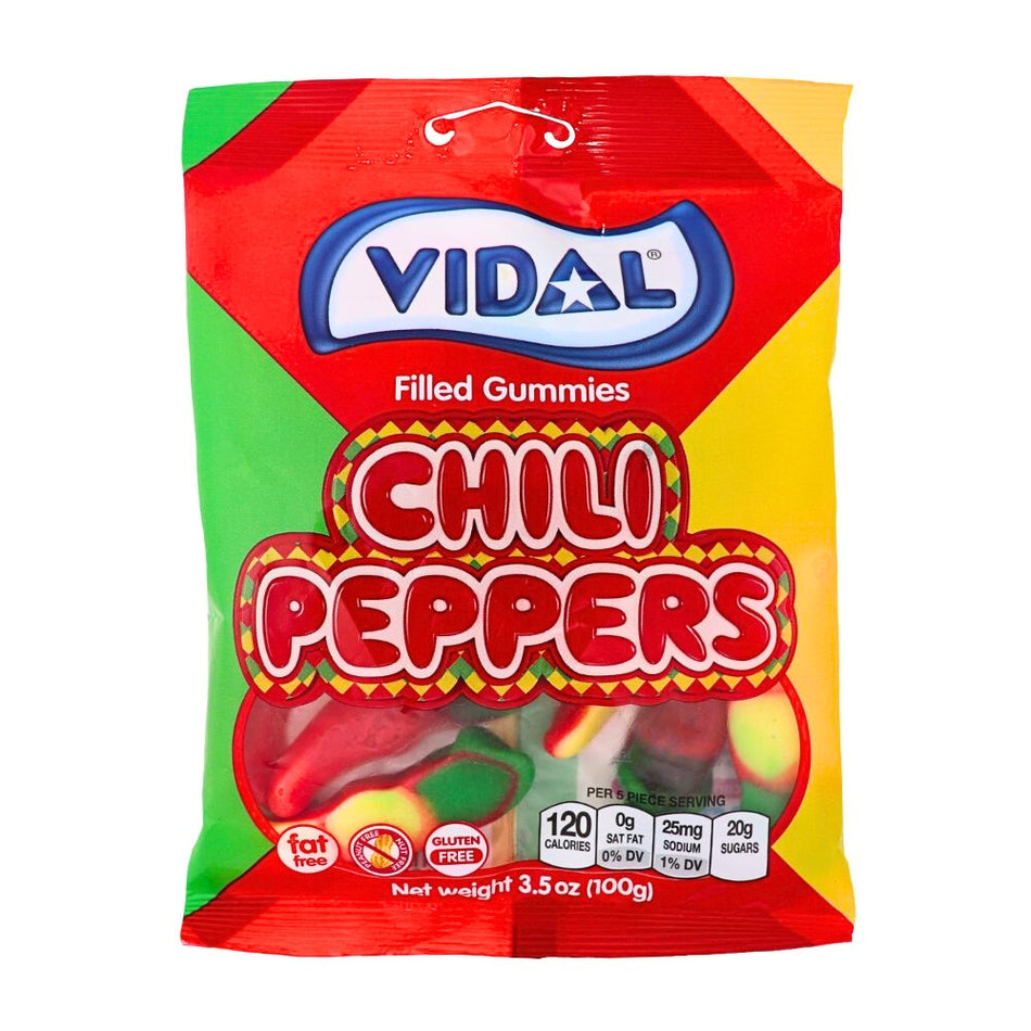 Vidal Spicy Chili Peppers Filled Gummies - 3.5oz- Spicy Candy