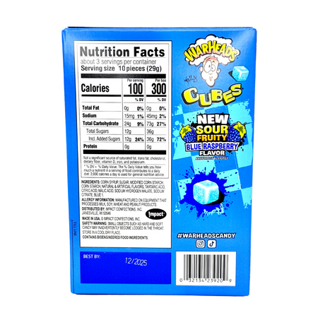 Warheads Chewy Cubes Blue Raspberry Theatre Box - 3oz