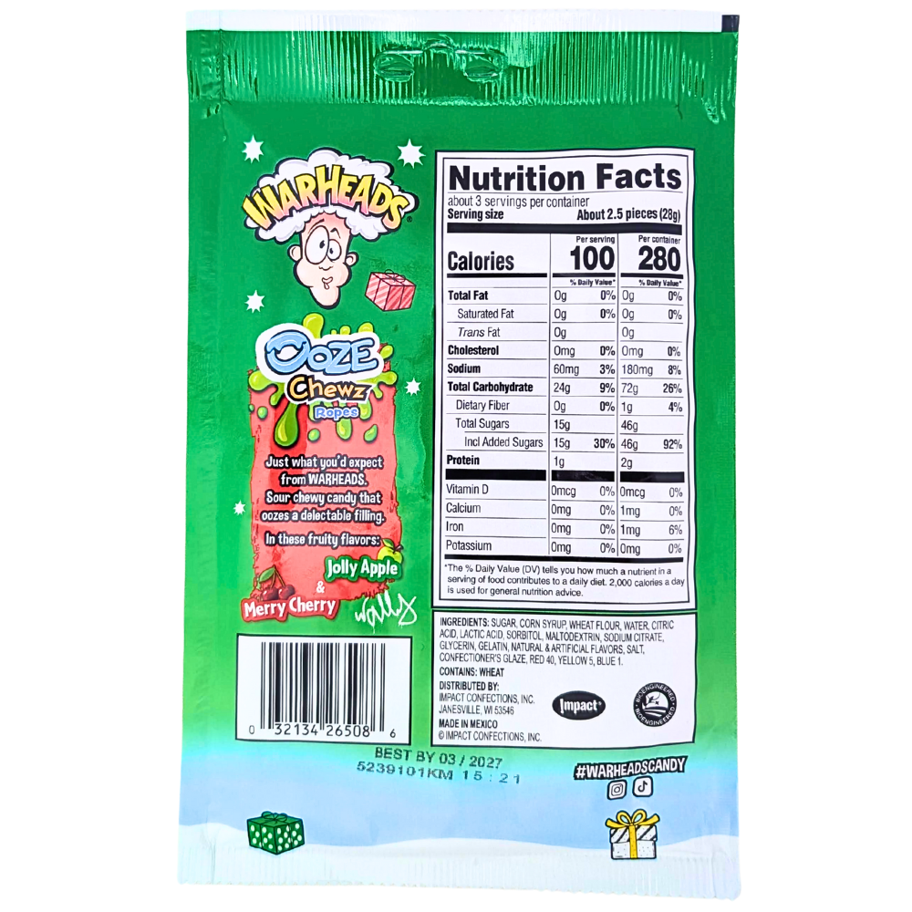 Warheads Ooze Chewz Ropes - 85g | Candy Funhouse – Candy Funhouse US