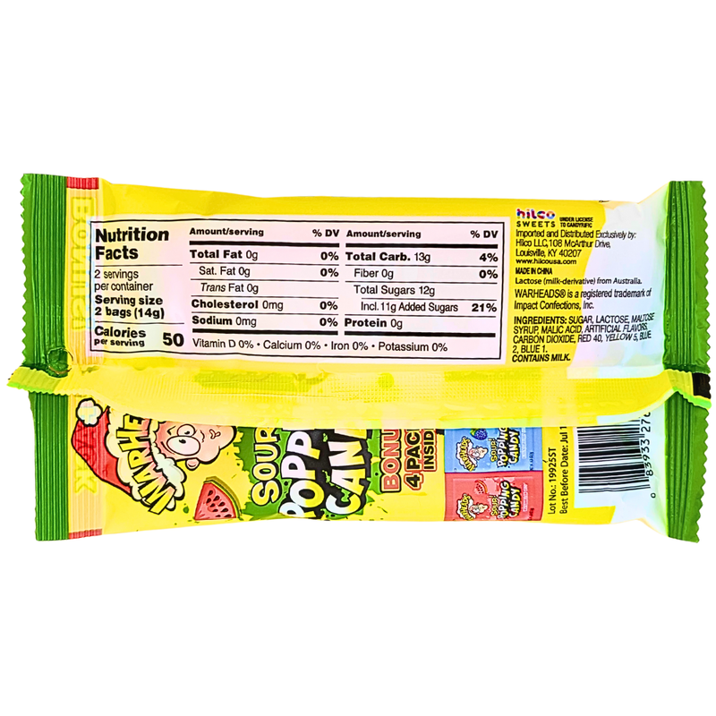 Warheads Christmas Sour Popping Candy - 28g
