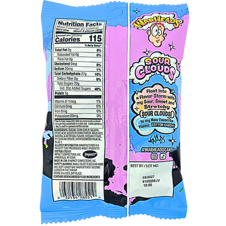 Warheads Sour Clouds Cotton Candy - 3oz