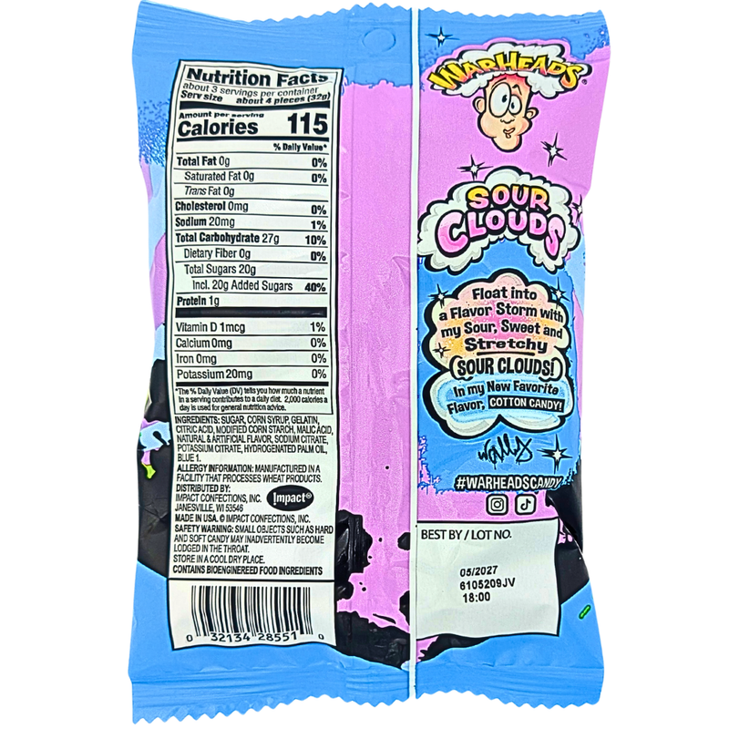 Warheads Sour Clouds Cotton Candy - 3oz