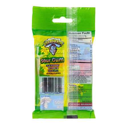 Warheads Sour Gum 4 Sticks - 50g  Nutrition Facts Ingredients
