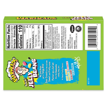 WarHeads Sour Jelly Beans Theatre Pack - 4oz ingredients nutrition facts, WarHeads Sour Jelly Beans, Sour Candy Theatre Pack, Electrifying Sour Flavors, Sweet Rescue Jelly Beans, Candy Theater Adventure, Whimsical Taste Experience, Flavor-Packed Jelly Beans, Sourlicious Spectacle, Taste Bud Show, Candy Theatre Tickets, warheads, warheads candy, warheads sour candy, sour candy