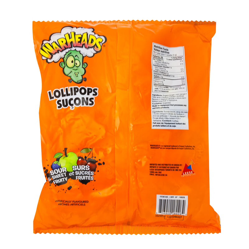 Warheads Sour Lollipops - 75ct  Nutrition Facts Ingredients
