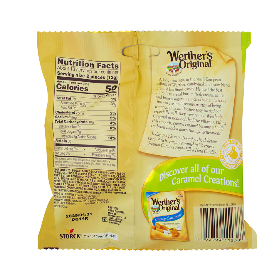 Werthers Original Caramel Apple Hard  Filled Candies - 5.5oz  Nutrition Facts Ingredients