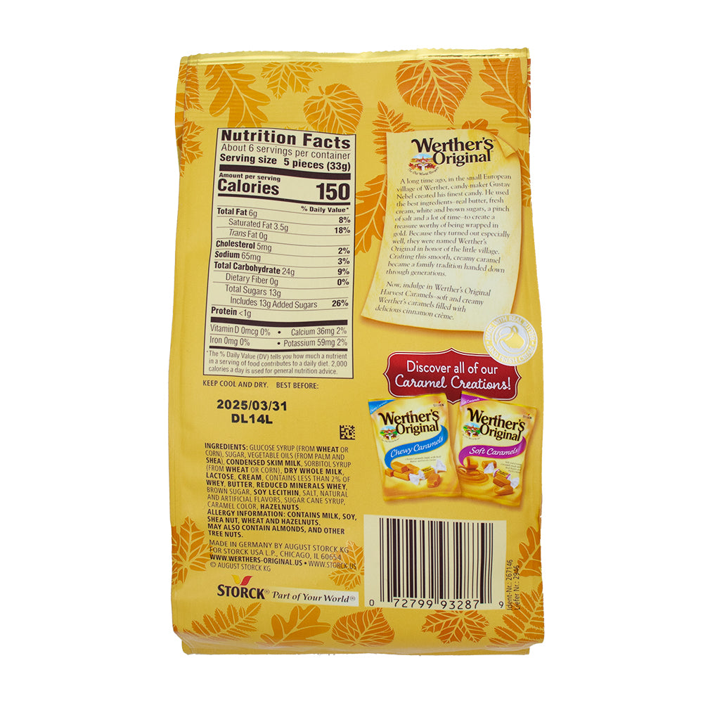 Werther's Original Cinnamon Creme Soft Caramels - 7.4oz   Nutrition Facts Ingredients