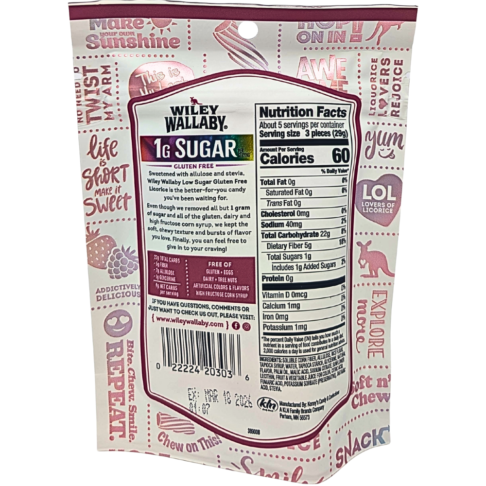 Wiley Wallaby Very Berry Low Sugar Licorice - 156g
