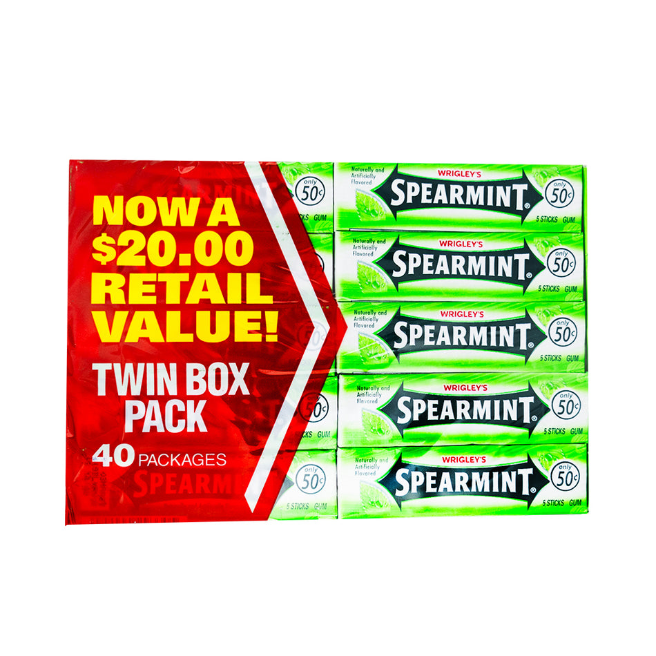 Wrigley's Spearmint Gum 5 Stick Packs - 40CT