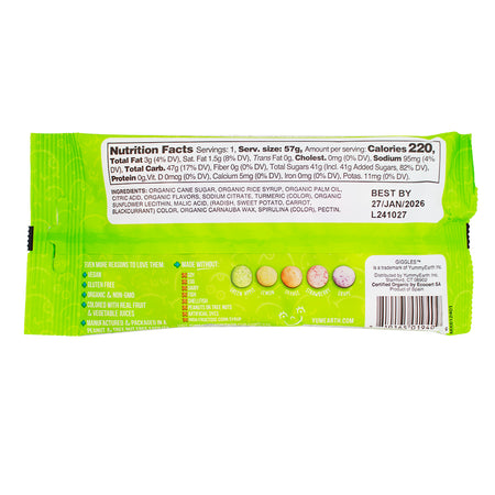 YumEarth Sour Giggles Organic Candy - 2oz  - Nutrition Facts - Ingredients - Organic Candy