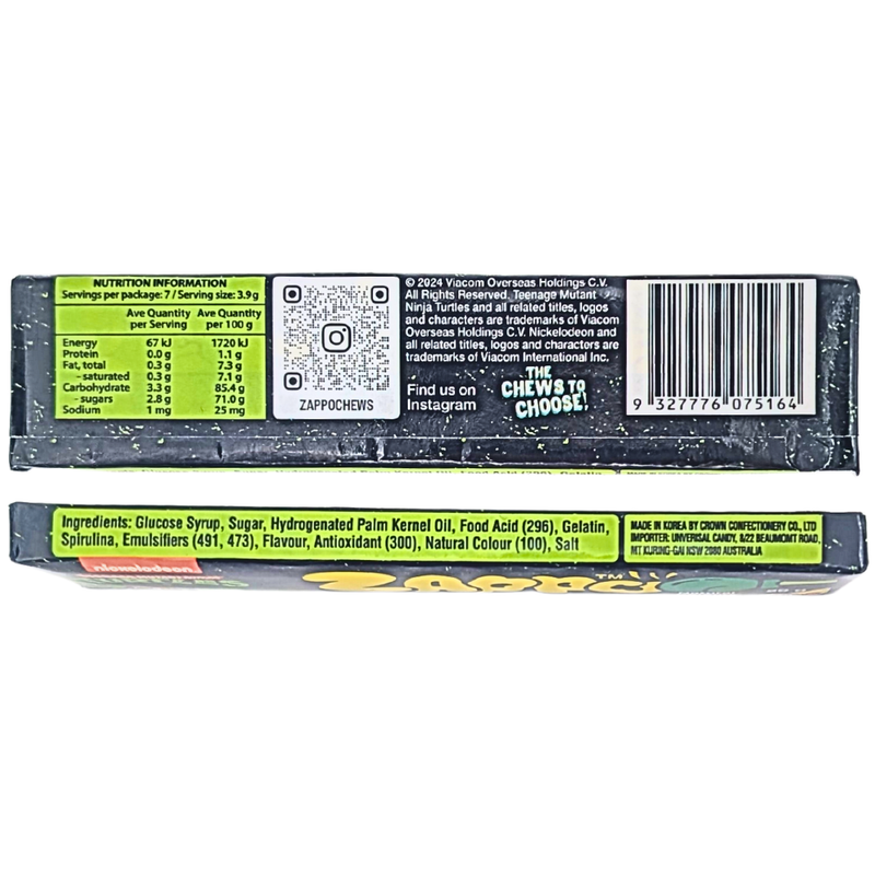 Zappo Ninja Turtles Sour Apple Chews (Aus) - 29g