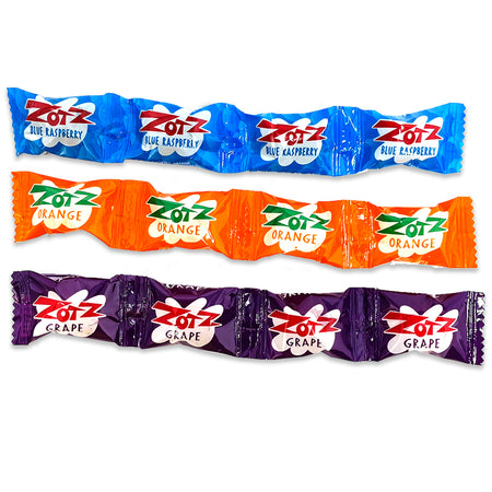 Zotz Fizz Power Candy Strings-Blue Raspberry-Orange-Grape-Old fashioned candy-Sour candy-Zotz candy