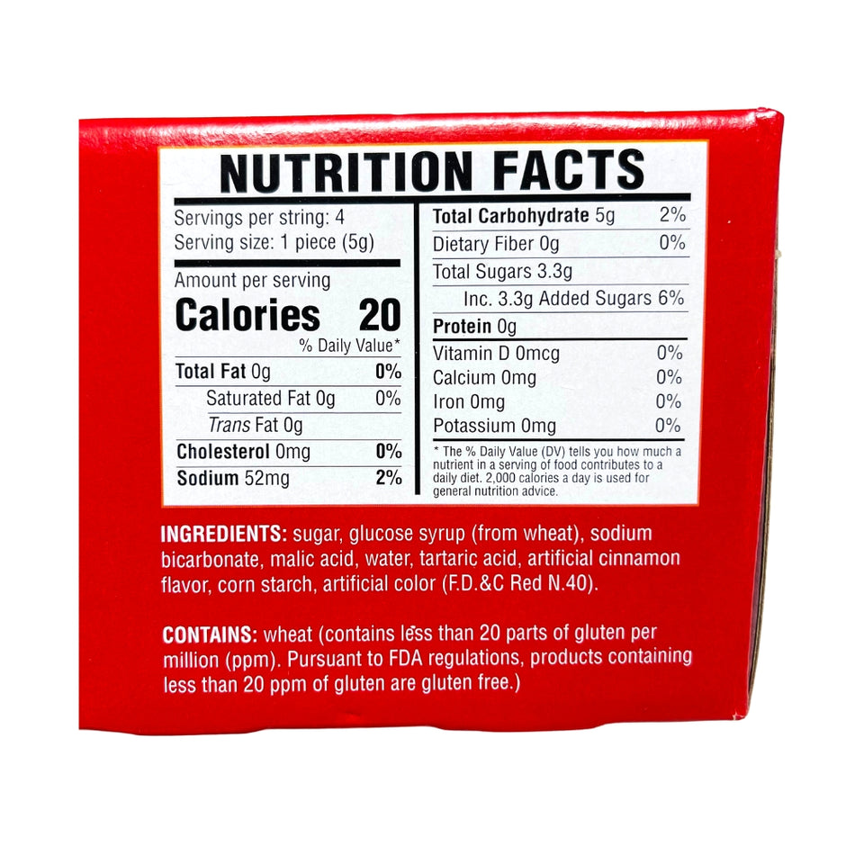 Zotz Hot Fiery Cinnamon Fizz - .7oz Nutrition Facts Ingredients-Cinnamon Candy-Spicy Candy-Candy From The 70s