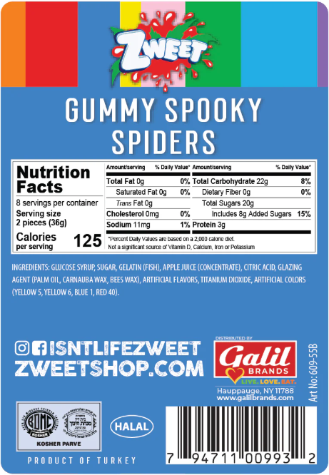 Zweet Gummies Sour Spiders - 10oz