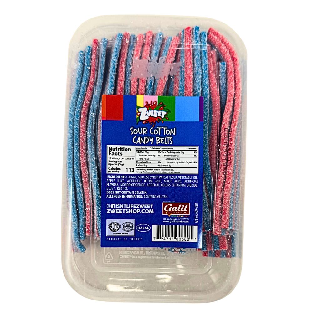 Zweet Sour Belts Cotton Candy - 10oz