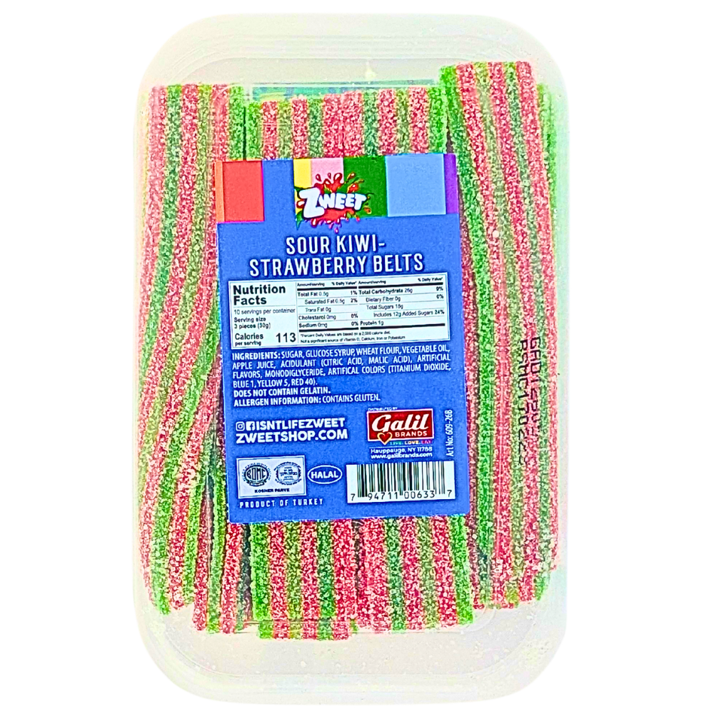 Zweet Sour Belts Kiwi Strawberry - 10oz
