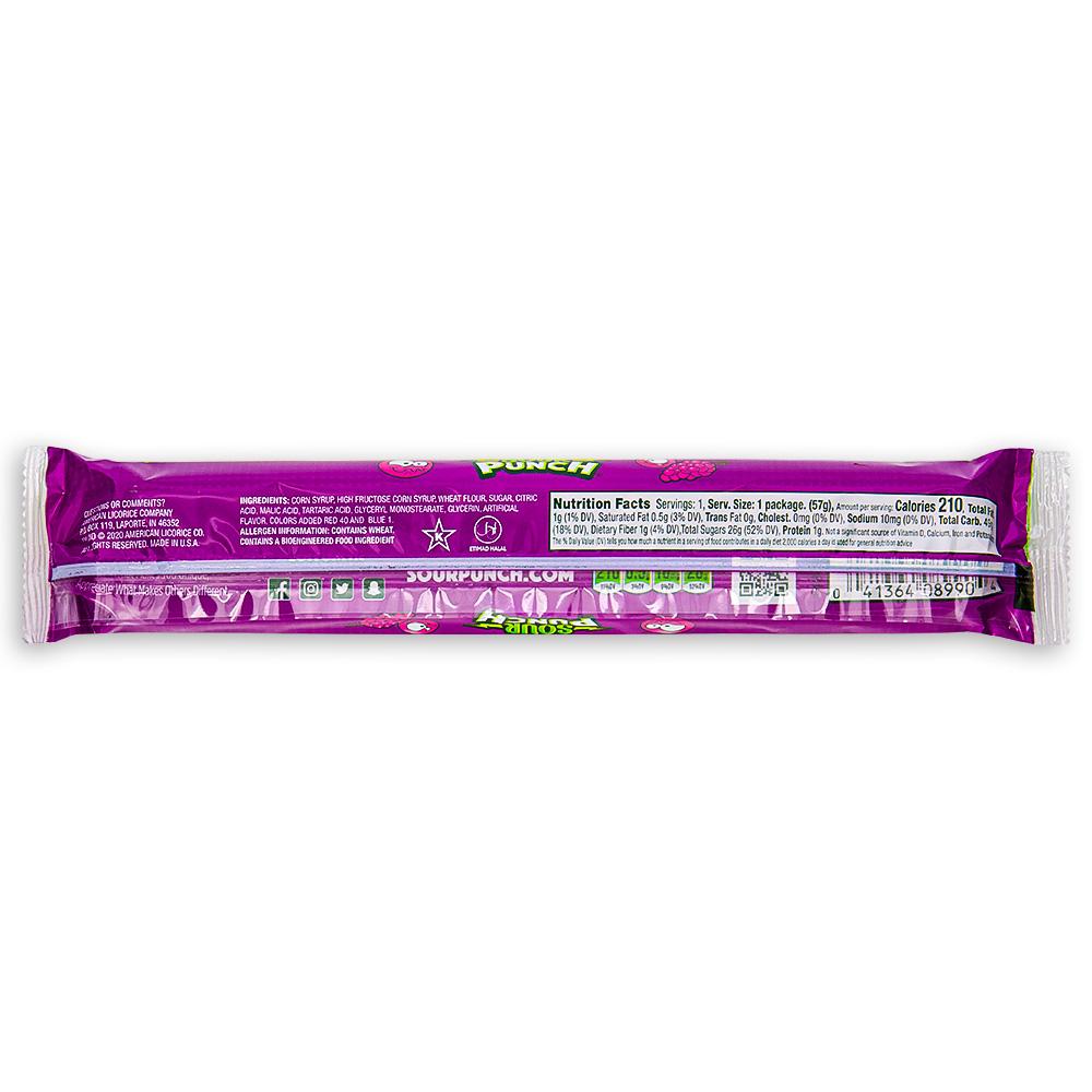 Back Package-Sour Punch Grape Straws-Sour Punch Straws-Candy Grapes-Sour Candy 