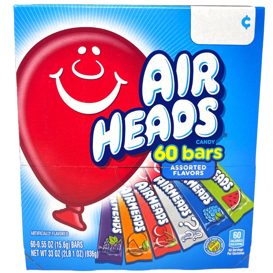 AirHeads Candy 60 Bars Assorted Flavors, Airheads, airheads candy, airheads flavors, taffy, taffy candy, bulk candy