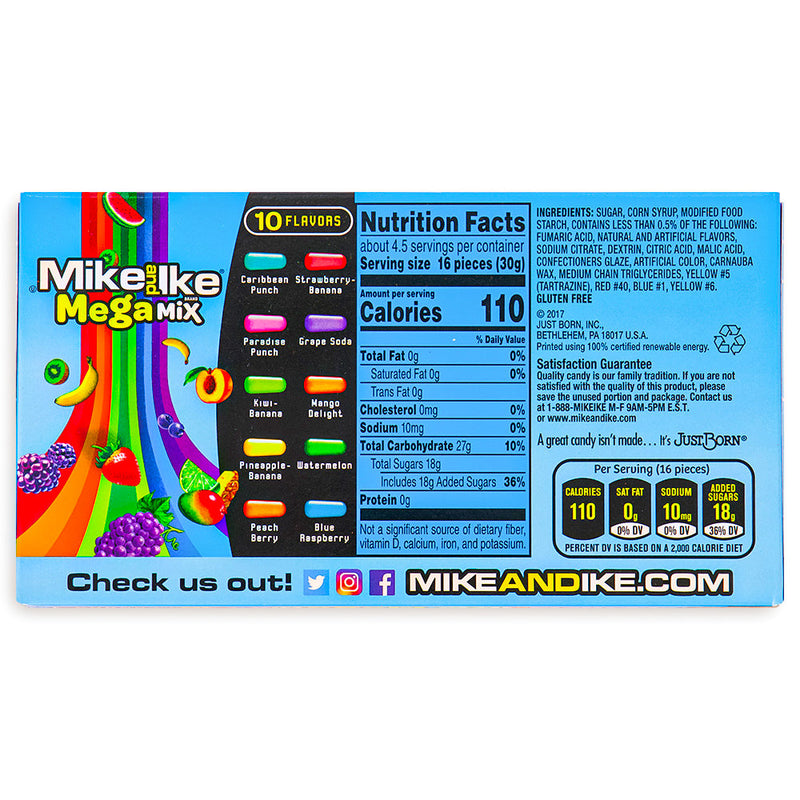 Mike and Ike Mega Mix 10 Flavors Chewy Candies Theater Box